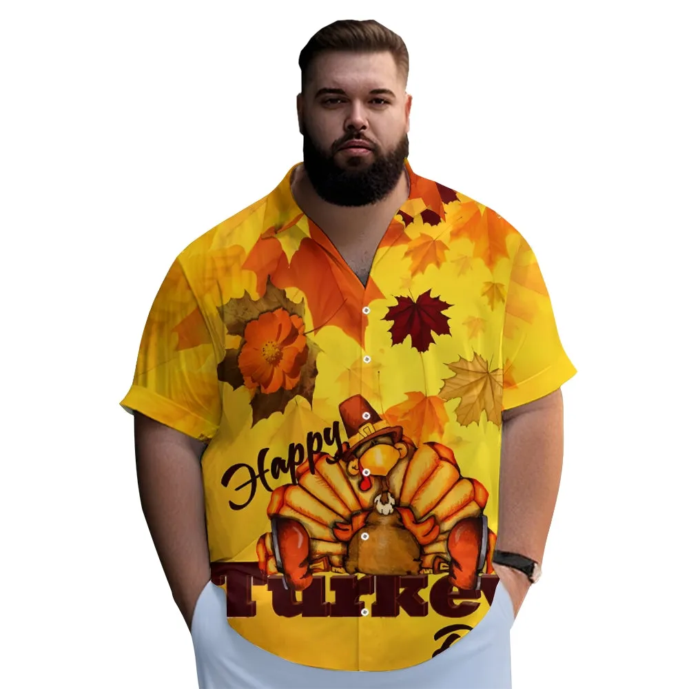 Thanksgiving Turkey Casual Oversized Short Sleeve Shirt 2410002820